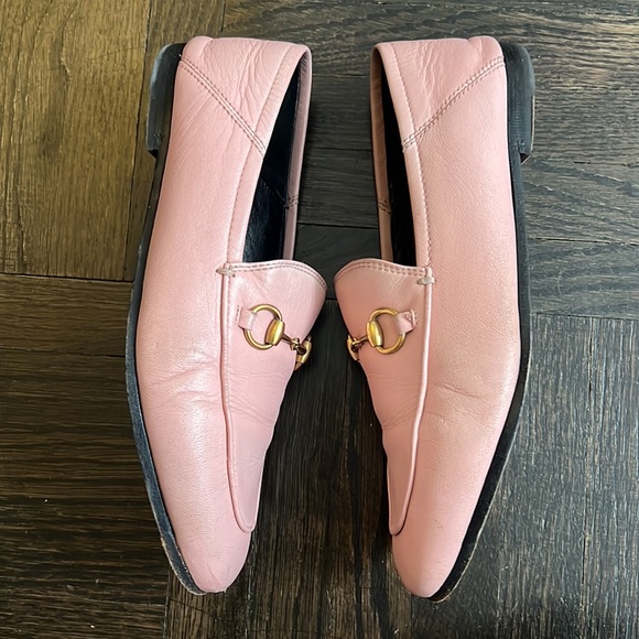 These are AUTHENTIC USED GUCCI Rose Pink Jordan leather loafers size 36.5 - Picture 8 of 16